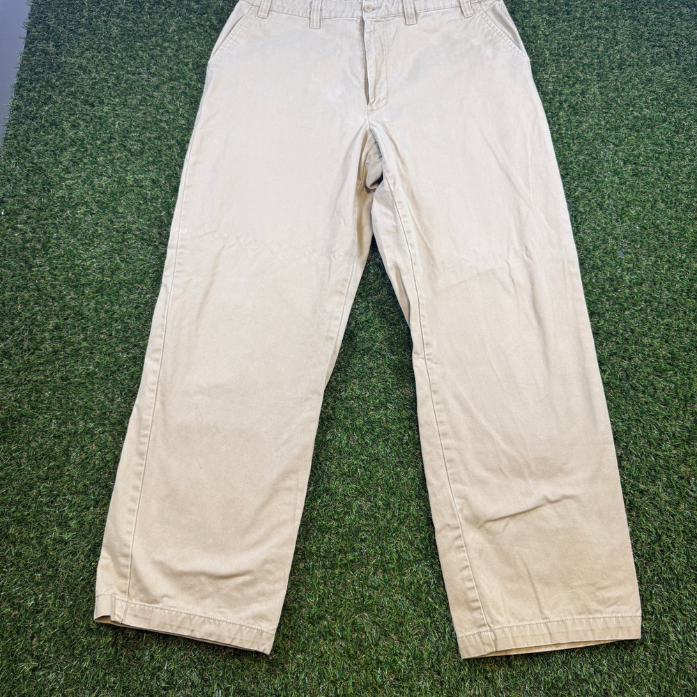 Duck Head Vintage Flat Front Khaki Chino Pants Mens 38x32 Tan Cotton Twill